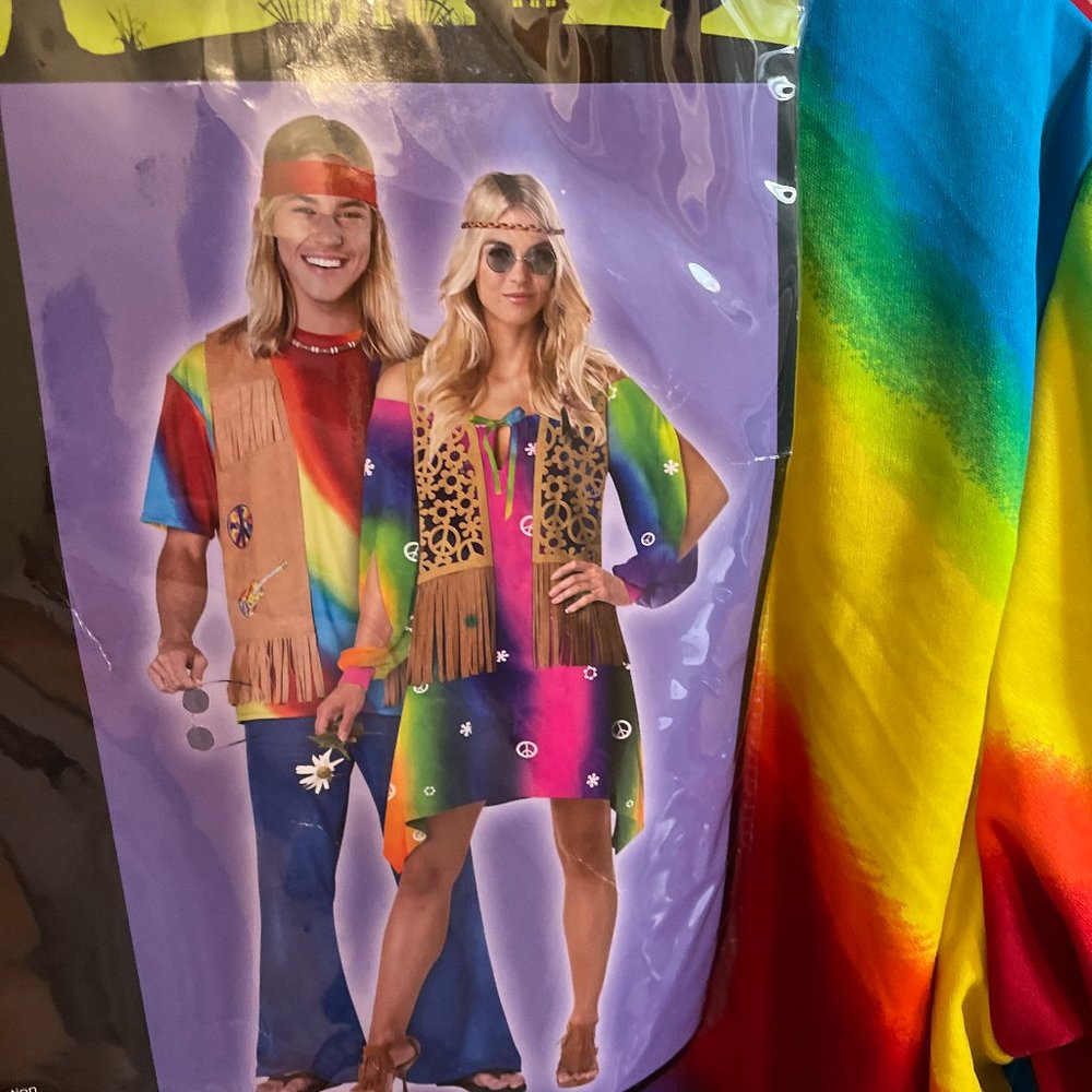 New Size XL Men Totally Ghoul Tie Dyed Hippie Adult Halloween costume